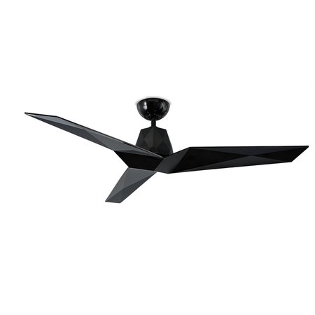 MODERN FORMS Vortex Indoor and Outdoor 3-Blade Smart Ceiling Fan 60in Gloss Black with Remote Control FR-W1810-60
